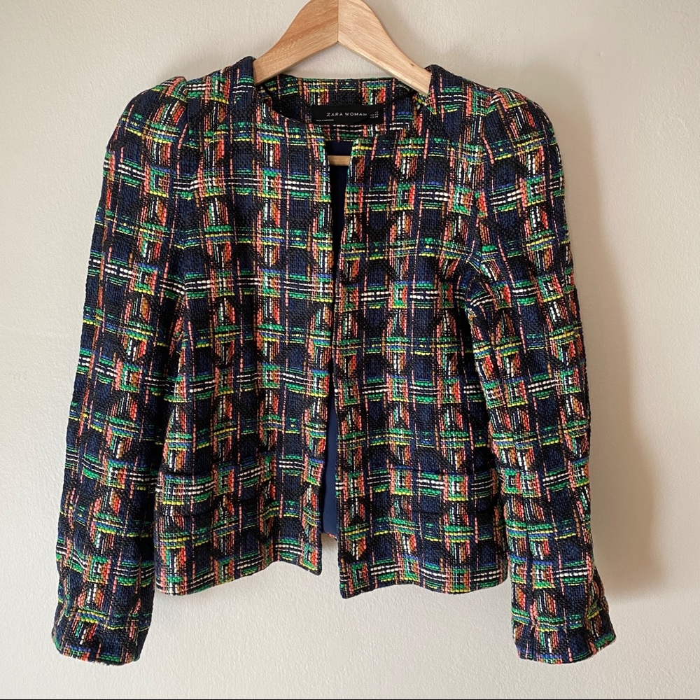 Zara multicolor woven blazer